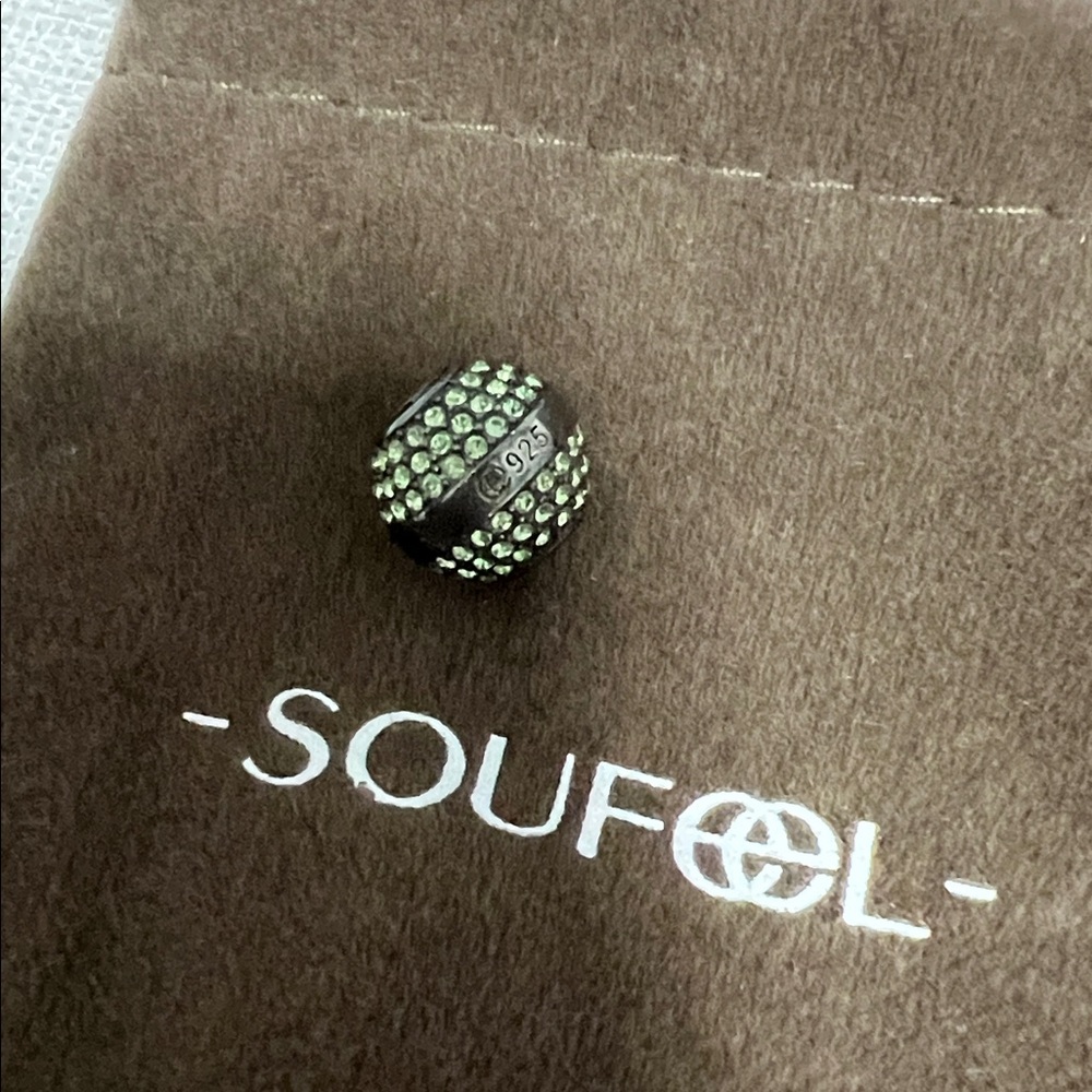 Sterling 925 Green Crystal Pavé Charm Bead August